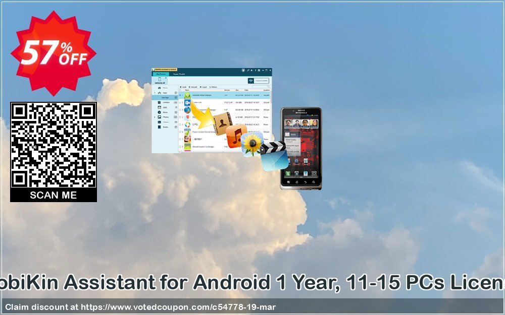 MobiKin Assistant for Android Yearly, 11-15 PCs Plan Coupon, discount 50% OFF. Promotion: 