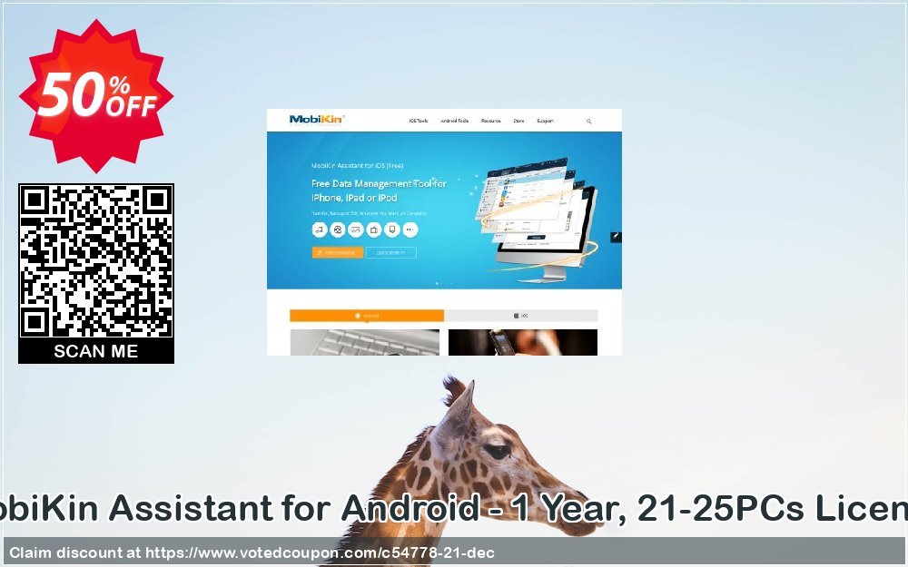 MobiKin Assistant for Android - Yearly, 21-25PCs Plan Coupon, discount 50% OFF. Promotion: 