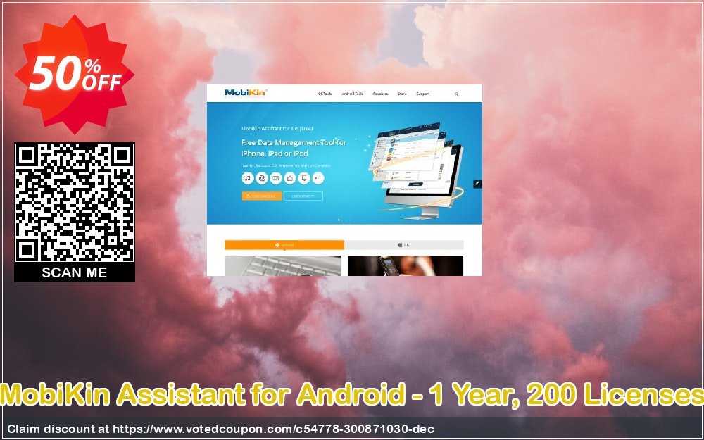 MobiKin Assistant for Android - Yearly, 200 Plans Coupon, discount 50% OFF. Promotion: 