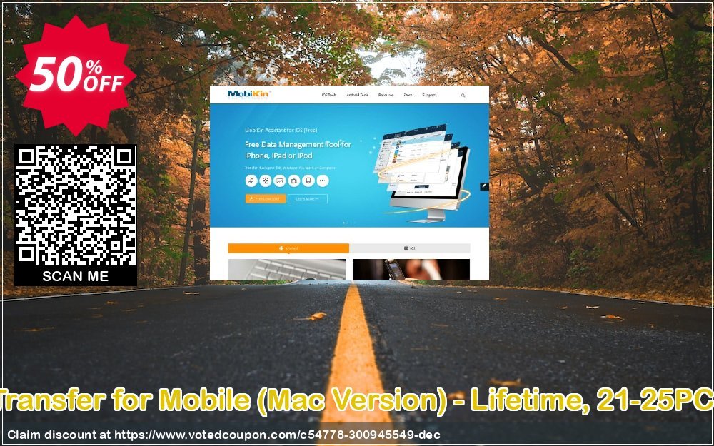 MobiKin Transfer for Mobile, MAC Version - Lifetime, 21-25PCs Plan voted-on promotion codes