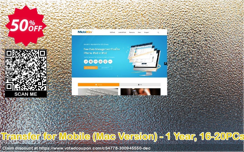 MobiKin Transfer for Mobile, MAC Version - Yearly, 16-20PCs Plan Coupon, discount 50% OFF. Promotion: 