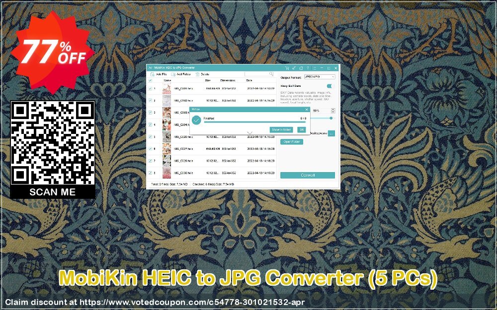 MobiKin HEIC to JPG Converter, 5 PCs  Coupon, discount 85% OFF MobiKin HEIC to JPG Converter (5 PCs), verified. Promotion: Awful deals code of MobiKin HEIC to JPG Converter (5 PCs), tested & approved