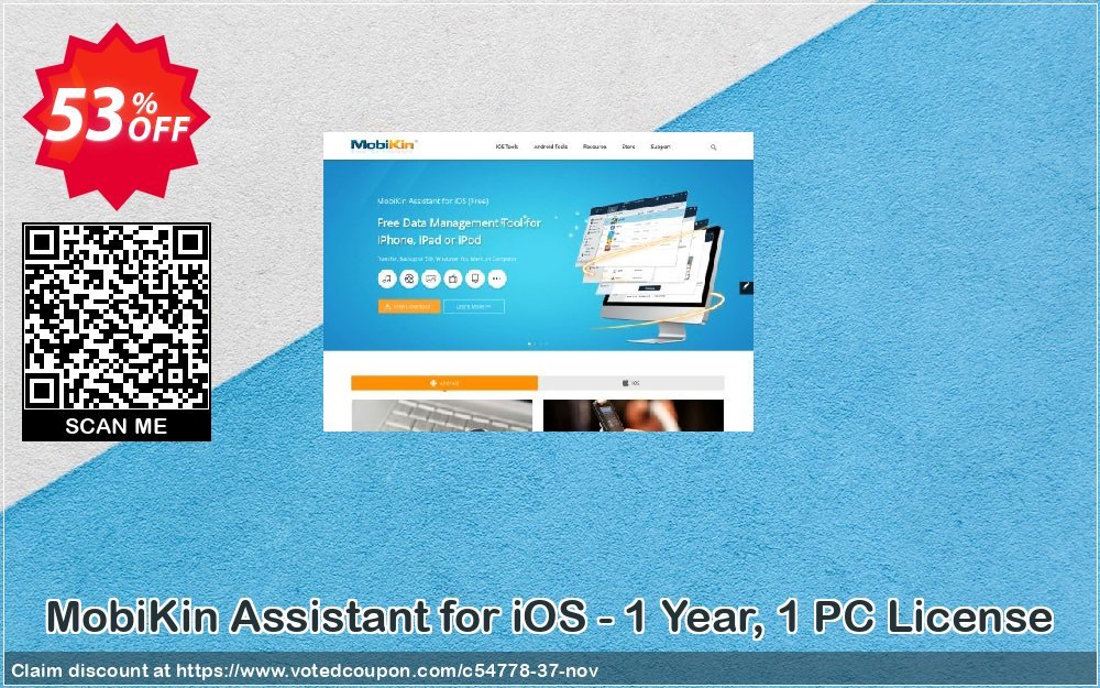 MobiKin Assistant for iOS - Yearly, 1 PC Plan Coupon, discount 50% OFF. Promotion: 