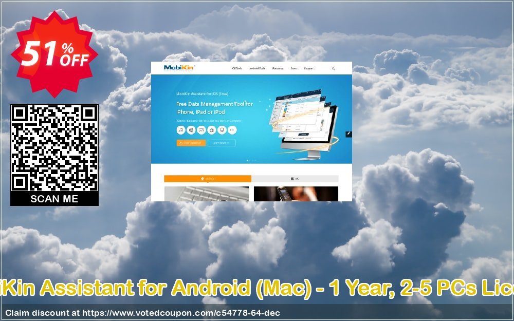 MobiKin Assistant for Android, MAC - Yearly, 2-5 PCs Plan Coupon, discount 50% OFF. Promotion: 