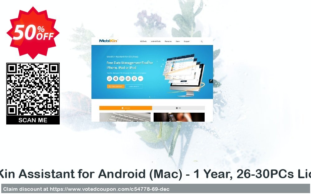 MobiKin Assistant for Android, MAC - Yearly, 26-30PCs Plan Coupon, discount 50% OFF. Promotion: 