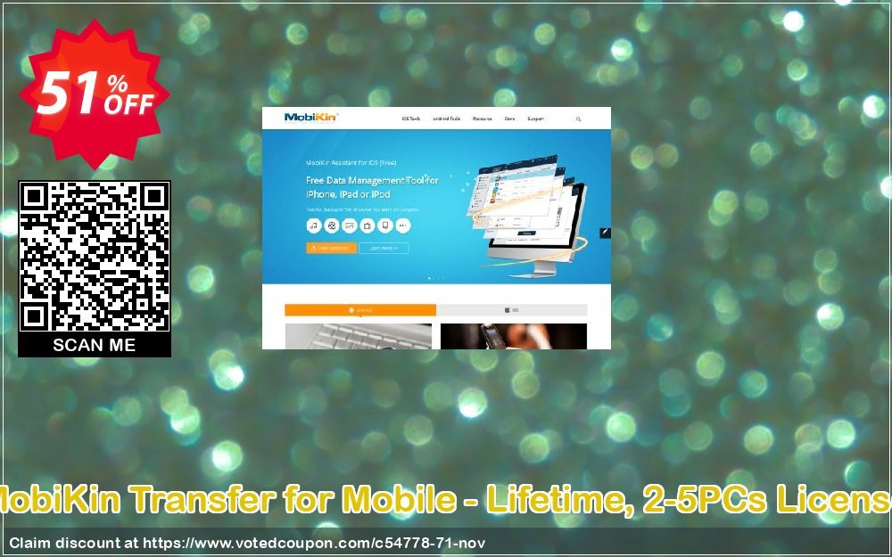 MobiKin Transfer for Mobile - Lifetime, 2-5PCs Plan Coupon, discount 50% OFF. Promotion: 