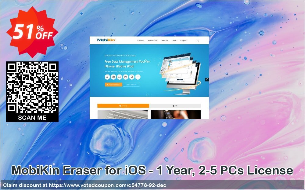 MobiKin Eraser for iOS - Yearly, 2-5 PCs Plan Coupon, discount 50% OFF. Promotion: 