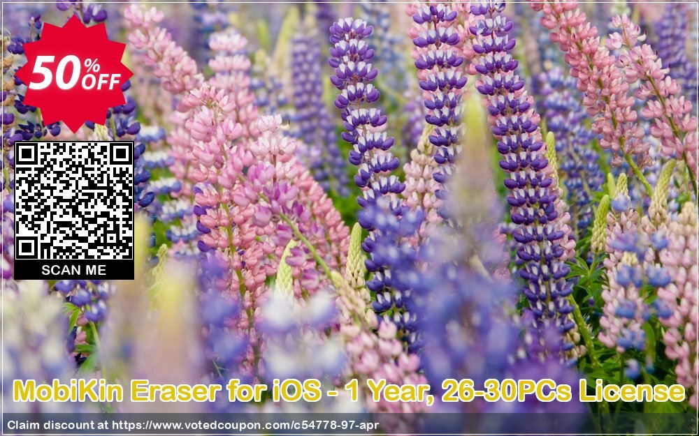 MobiKin Eraser for iOS - Yearly, 26-30PCs Plan Coupon, discount 50% OFF. Promotion: