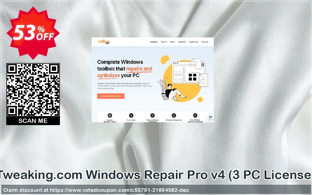 Tweaking.com WINDOWS Repair Pro v4, 3 PC Plan  Coupon, discount Tweaking.com - Windows Repair 2024 Pro v4 - 3 PC License wondrous promotions code 2024. Promotion: wondrous promotions code of Tweaking.com - Windows Repair 2024 Pro v4 - 3 PC License 2024