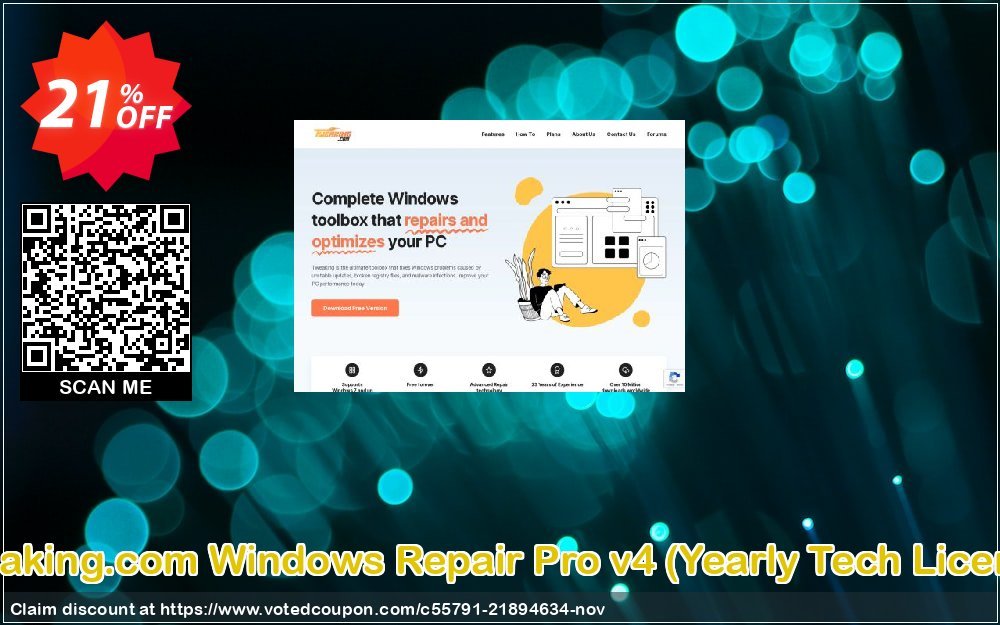 Tweaking.com WINDOWS Repair Pro v4, Yearly Tech Plan  Coupon, discount Tweaking.com - Windows Repair 2023 Pro v4 - Individual Yearly Tech License big offer code 2023. Promotion: big offer code of Tweaking.com - Windows Repair 2023 Pro v4 - Individual Yearly Tech License 2023