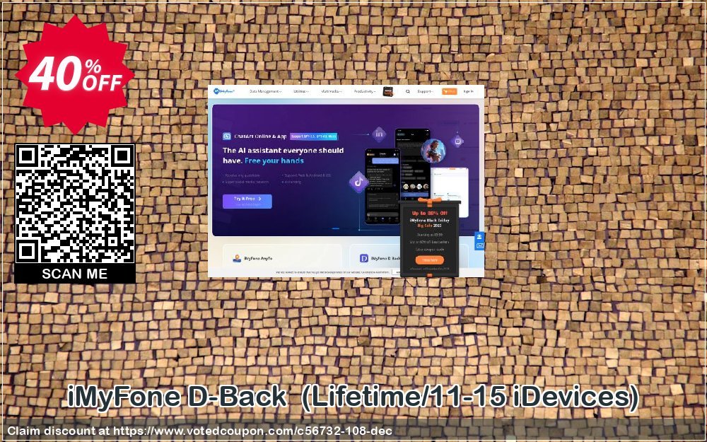 iMyFone D-Back , Lifetime/11-15 iDevices  Coupon Code Mar 2024, 40% OFF - VotedCoupon