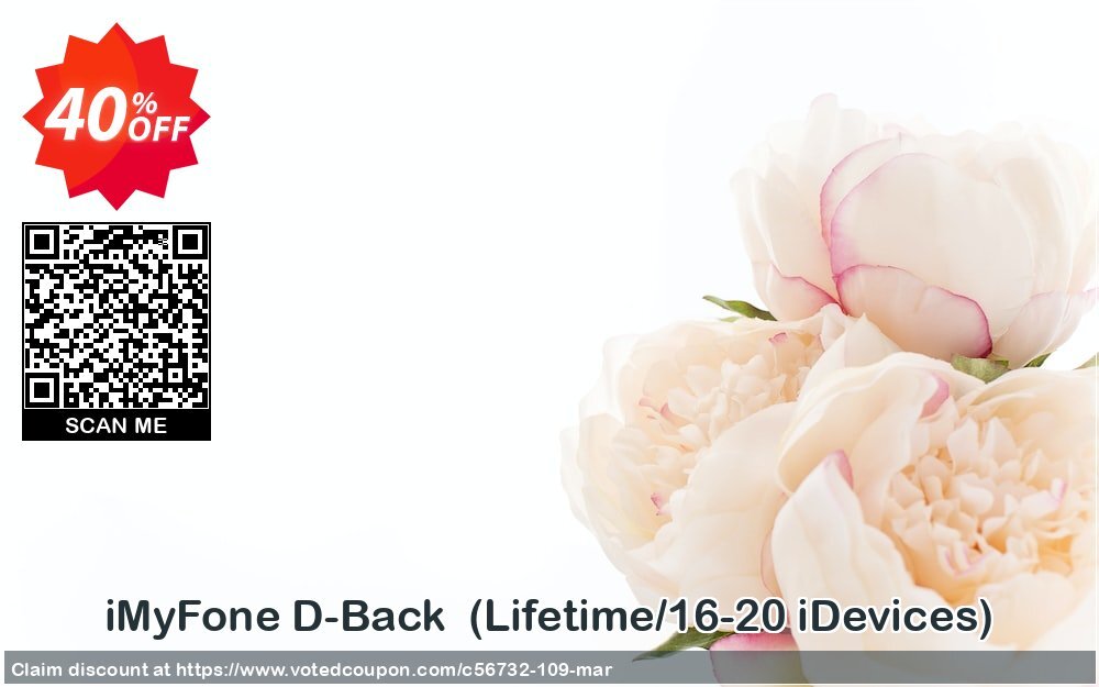 iMyFone D-Back , Lifetime/16-20 iDevices  Coupon, discount iMyfone discount (56732). Promotion: iMyfone promo code