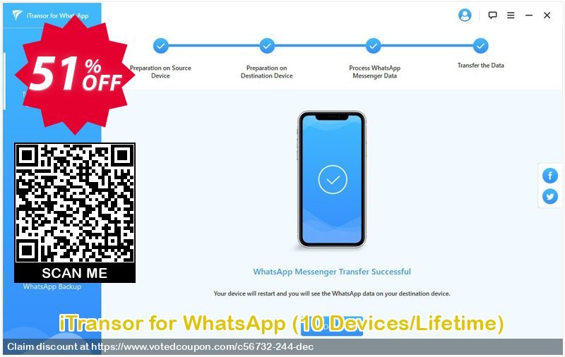 iTransor for WhatsApp, 10 Devices/Lifetime 