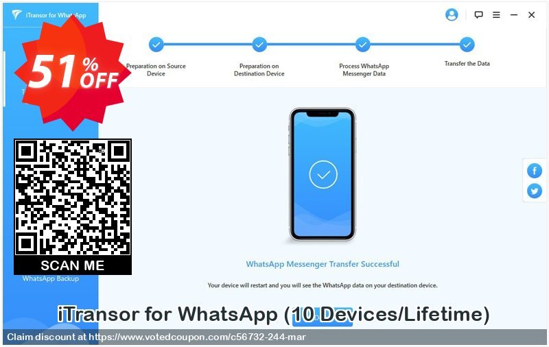 iTransor for WhatsApp, 10 Devices/Lifetime  Coupon Code May 2024, 51% OFF - VotedCoupon