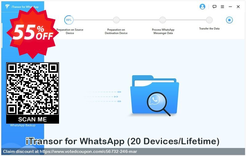 iTransor for WhatsApp, 20 Devices/Lifetime  Coupon, discount 55% OFF iTransor for WhatsApp (20 Devices/Lifetime), verified. Promotion: Awful offer code of iTransor for WhatsApp (20 Devices/Lifetime), tested & approved