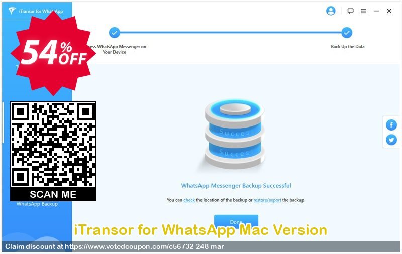 iTransor for WhatsApp MAC Version Coupon Code Apr 2024, 54% OFF - VotedCoupon