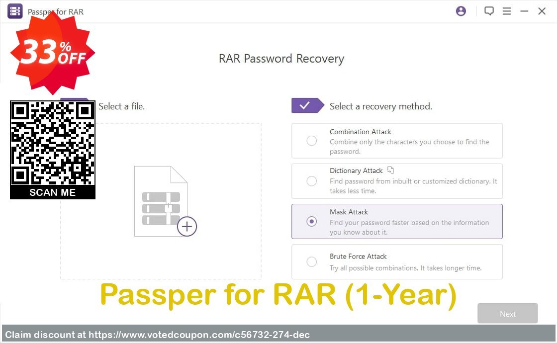 Get 33% OFF Passper for RAR, 1-Year Coupon
