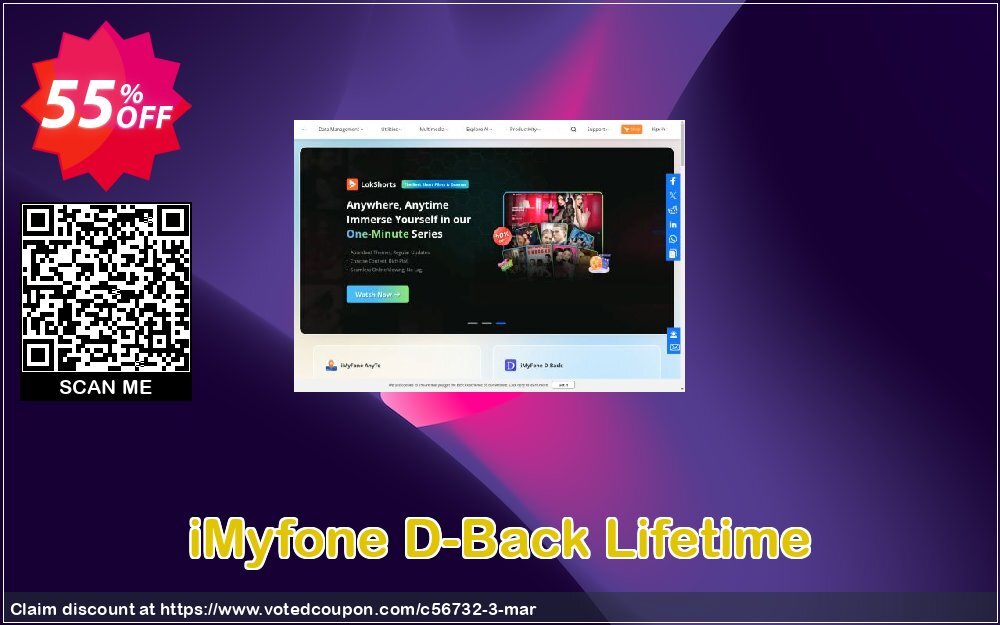 iMyfone D-Back Lifetime Coupon, discount iMyfone discount (56732). Promotion: iMyfone promo code