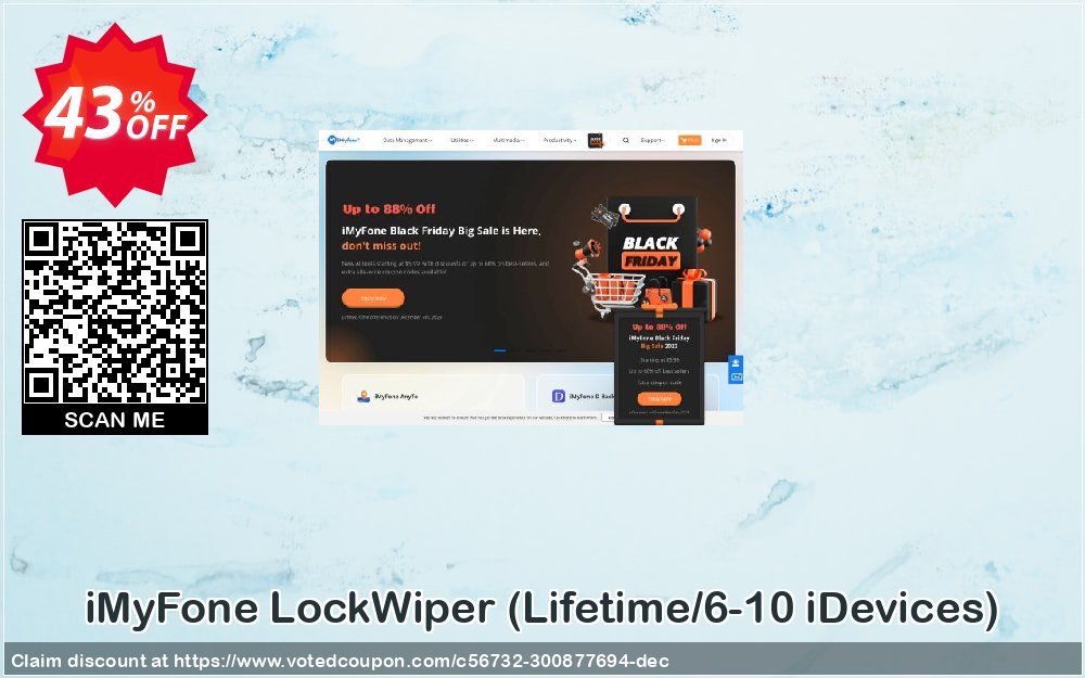 iMyFone LockWiper, Lifetime/6-10 iDevices  Coupon, discount You Are Purchasing iMyFone LockWiper for Windows discount (56732). Promotion: iMyfone promo code