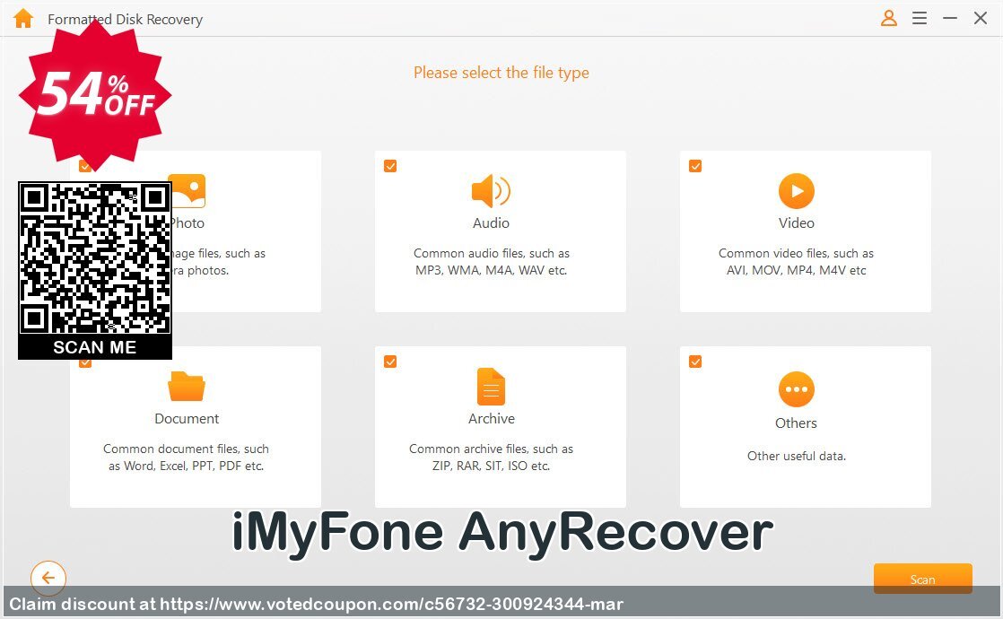 iMyFone AnyRecover Coupon, discount iMyFone AnyRecover (Windows version) discount (56732). Promotion: iMyfone promo code