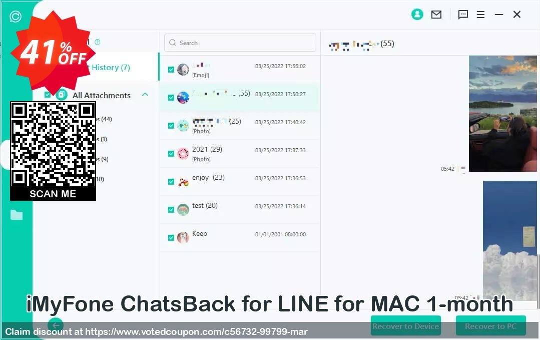 iMyFone ChatsBack for LINE for MAC 1-month Coupon, discount 40% OFF iMyFone ChatsBack for LINE for MAC 1-month, verified. Promotion: Awful offer code of iMyFone ChatsBack for LINE for MAC 1-month, tested & approved