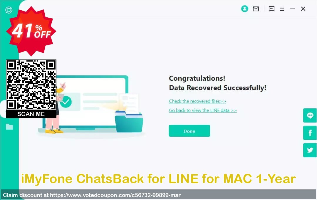 iMyFone ChatsBack for LINE for MAC 1-Year Coupon, discount 40% OFF iMyFone ChatsBack for LINE for MAC 1-Year, verified. Promotion: Awful offer code of iMyFone ChatsBack for LINE for MAC 1-Year, tested & approved