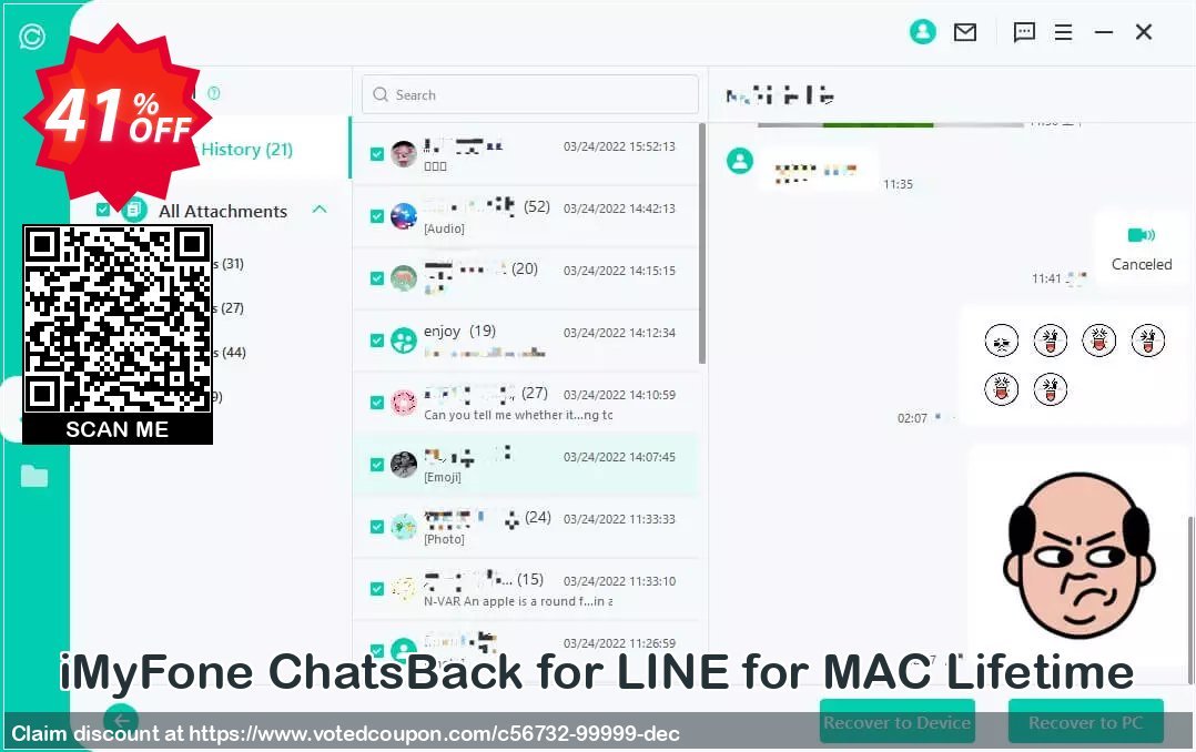 iMyFone ChatsBack for LINE for MAC Lifetime Coupon Code Apr 2024, 41% OFF - VotedCoupon