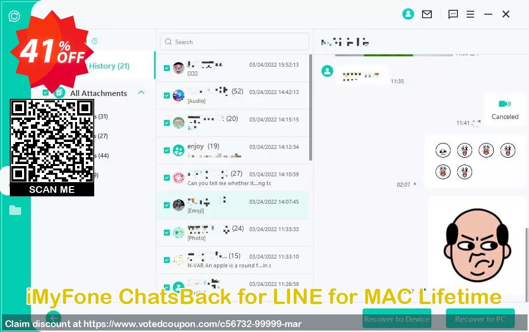 iMyFone ChatsBack for LINE for MAC Lifetime Coupon, discount 40% OFF iMyFone ChatsBack for LINE for MAC Lifetime, verified. Promotion: Awful offer code of iMyFone ChatsBack for LINE for MAC Lifetime, tested & approved