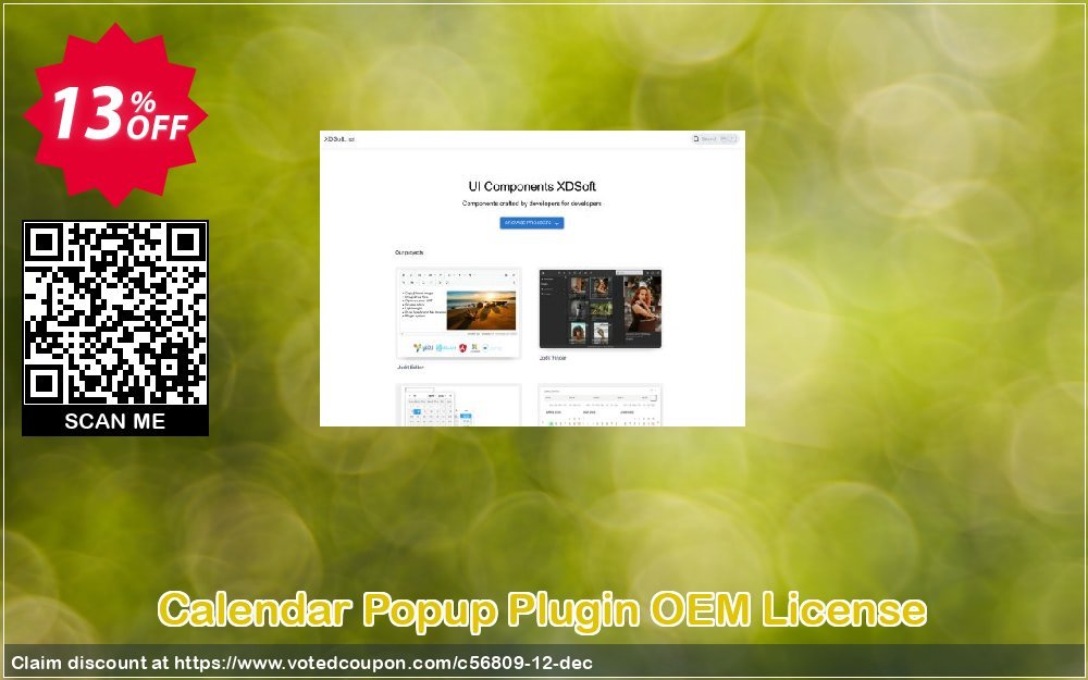 Calendar Popup Plugin OEM Plan Coupon, discount XDSoft jquery plugin coupon (56809). Promotion: XDSoft jquery plugin discount coupon (56809)