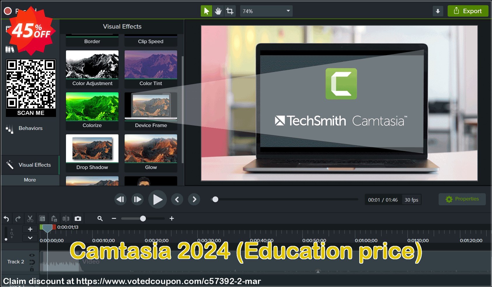 Camtasia 2022, Education price  Coupon Code Apr 2024, 45% OFF - VotedCoupon