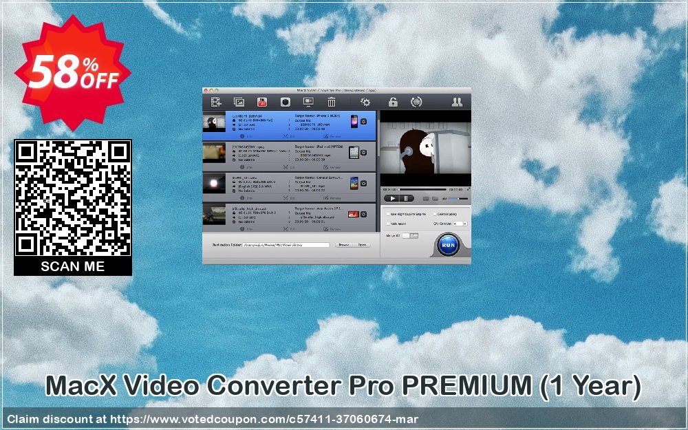 MACX Video Converter Pro PREMIUM, Yearly  Coupon, discount 58% OFF MacX Video Converter Pro PREMIUM (1 Year), verified. Promotion: Stunning offer code of MacX Video Converter Pro PREMIUM (1 Year), tested & approved