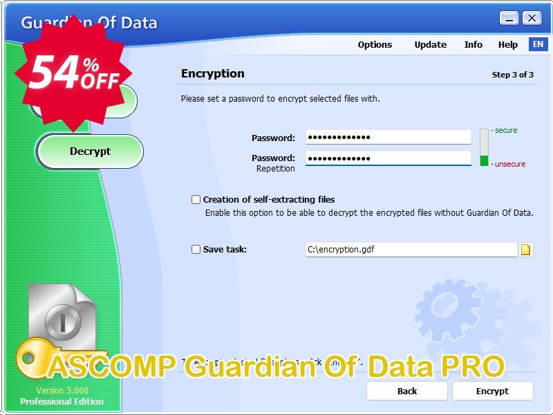 ASCOMP Guardian Of Data PRO Coupon, discount Guardian Of Data full version now only $9.95 - pay once and use forever. Promotion: