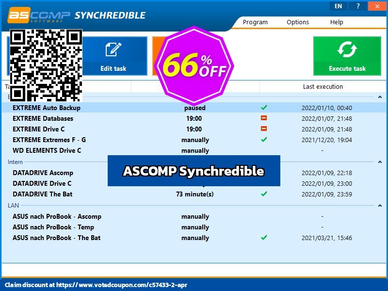 ASCOMP Synchredible Coupon, discount 66% OFF ASCOMP Synchredible, verified. Promotion: Amazing discount code of ASCOMP Synchredible, tested & approved