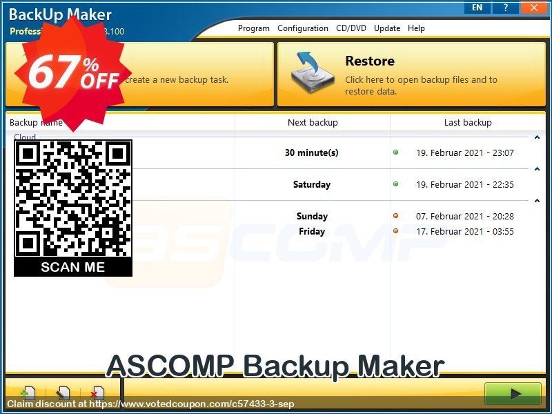 ASCOMP Backup Maker Coupon, discount 66% OFF ASCOMP Backup Maker, verified. Promotion: Amazing discount code of ASCOMP Backup Maker, tested & approved