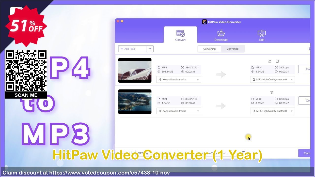 HitPaw Video Converter, Yearly  Coupon Code Jun 2023, 51% OFF - VotedCoupon