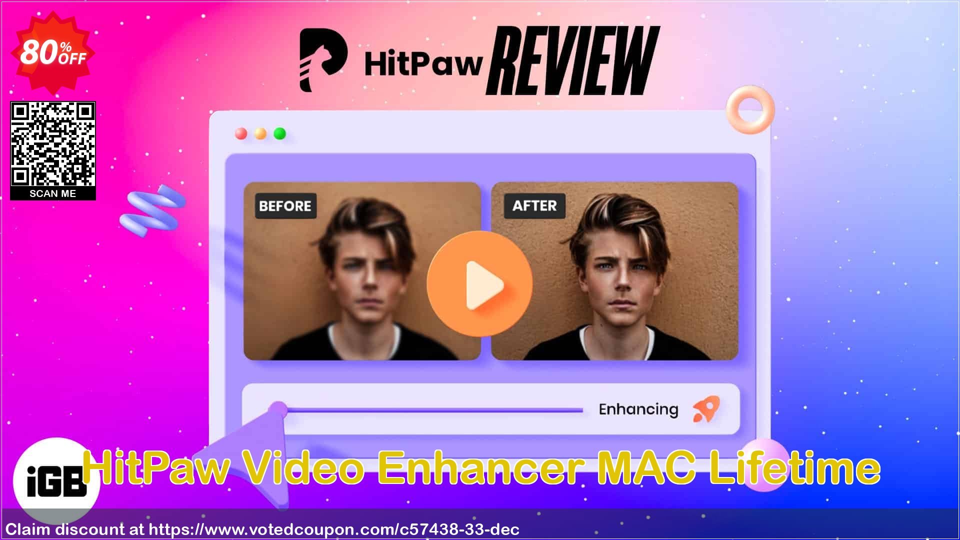 HitPaw Video Enhancer MAC Lifetime Coupon Code May 2024, 80% OFF - VotedCoupon