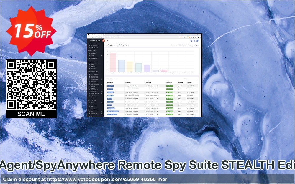 SpyAgent/SpyAnywhere Remote Spy Suite STEALTH Edition Coupon, discount 15% OFF SpyAgent/SpyAnywhere Remote Spy Suite STEALTH Edition Oct 2024. Promotion: Super discounts code of SpyAgent/SpyAnywhere Remote Spy Suite STEALTH Edition, tested in October 2024