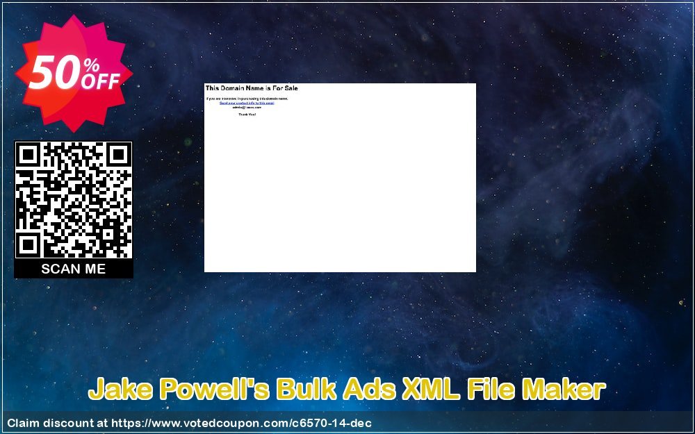 Jake Powell's Bulk Ads XML File Maker Coupon, discount B4C. Promotion: for B4C