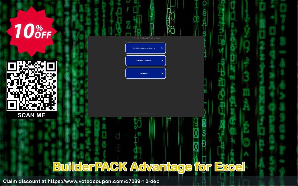BuilderPACK Advantage for Excel Coupon, discount ExcelEstimator coupon 7039. Promotion: Special 20% off all products