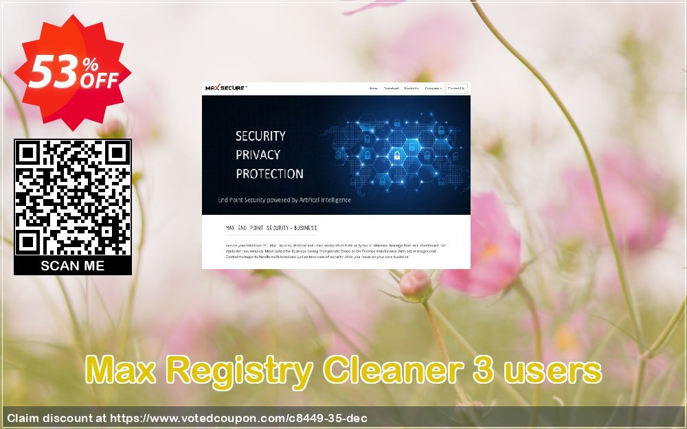 Max Registry Cleaner 3 users Coupon, discount maxIS 3 user offer. Promotion: for regnow