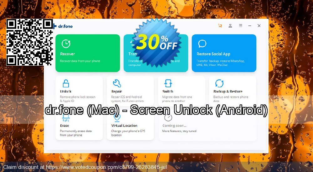 Get 31% OFF dr.fone, Mac - Unlock, Android Coupon