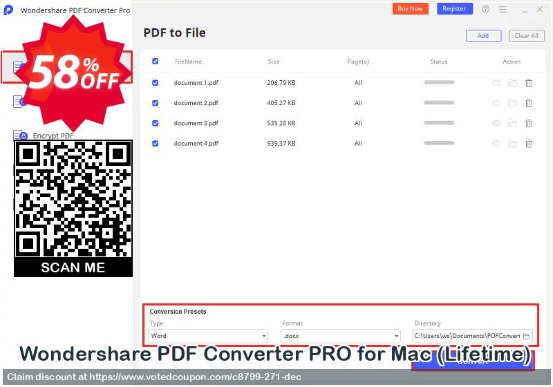 Wondershare PDF Converter PRO for MAC, Lifetime 