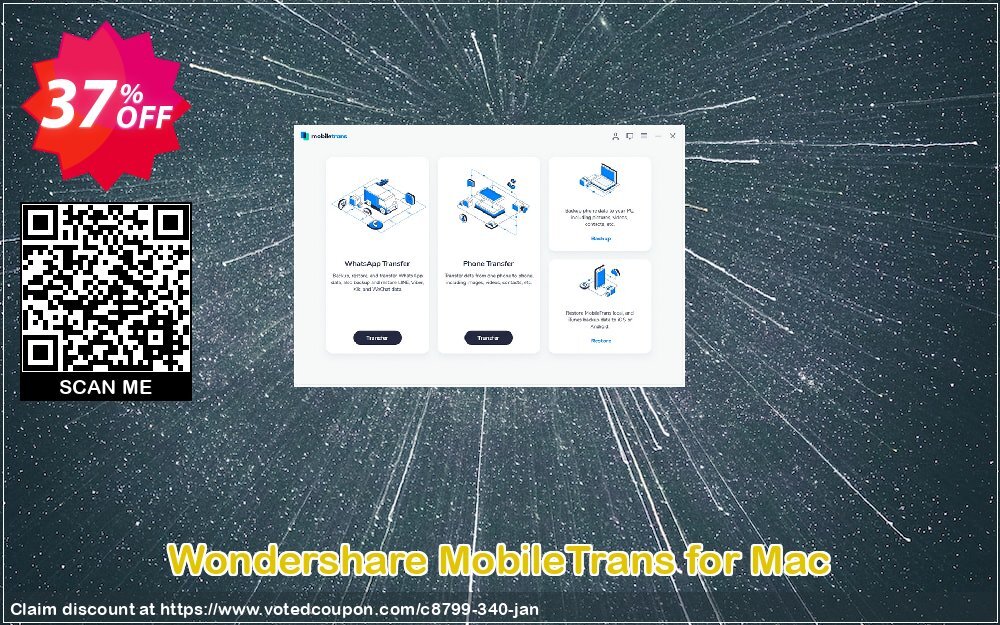 Wondershare MobileTrans for MAC Coupon, discount MT 30% OFF. Promotion: 