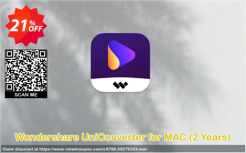 Wondershare UniConverter for MAC, 2 Years  Coupon, discount 20% OFF Wondershare UniConverter for MAC (2 Years), verified. Promotion: Wondrous discounts code of Wondershare UniConverter for MAC (2 Years), tested & approved