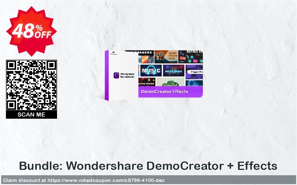 Bundle: Wondershare DemoCreator + Effects Coupon, discount 20% OFF Wondershare DemoCreator, verified. Promotion: Wondrous discounts code of Wondershare DemoCreator, tested & approved