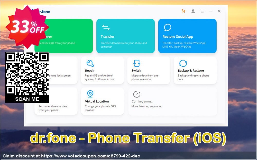 dr.fone - Phone Transfer, iOS  Coupon, discount Dr.fone all site promotion-30% off. Promotion: 30% Wondershare Software (8799)