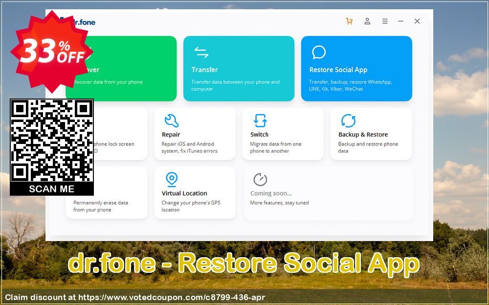 dr.fone - Restore Social App voted-on promotion codes