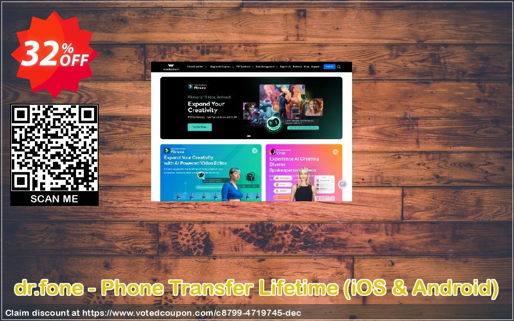 dr.fone - Phone Transfer Lifetime, iOS & Android  Coupon Code Dec 2023, 32% OFF - VotedCoupon