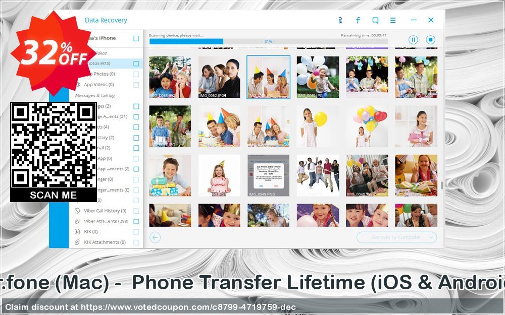 Get 32% OFF dr.fone, Mac - Phone Transfer Lifetime, iOS & Android Coupon