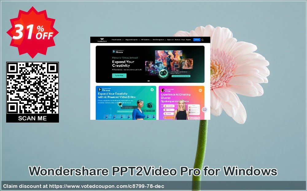Wondershare PPT2Video Pro for WINDOWS Coupon, discount 30% Wondershare Software (8799). Promotion: 